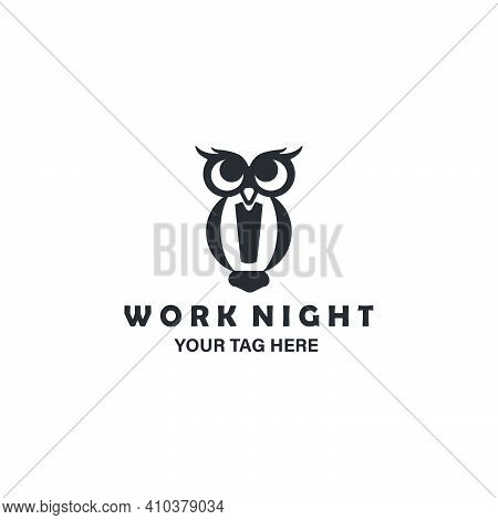 Owl Logo Silhouette  Color Emblem Illustration Vector Template Design