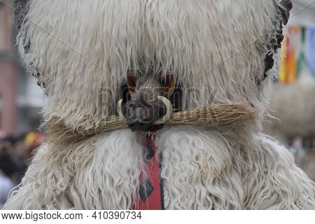 Masked People Carnival Kurentovanje Or Kurrenti In Slovenia