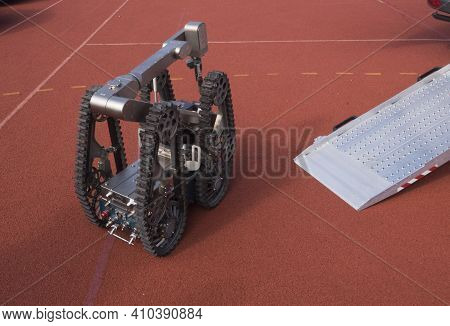 Robot For Grabbing Aerial Bomb From The Second World War, Demining Or Mine Clearance Service