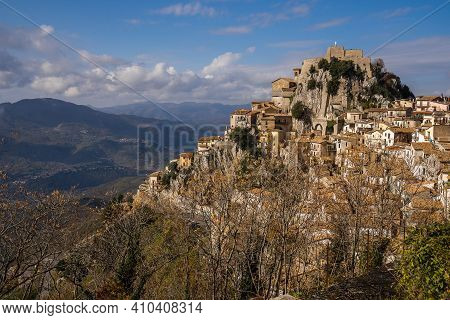 View Of Cervara Di Roma From Mountain Road In Italy