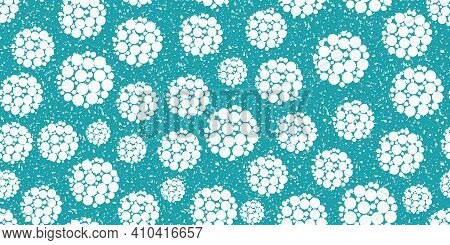 Abstract Snowball Seamless Vector Border. Banner Of White Circles Within Large Circular Shapes With 