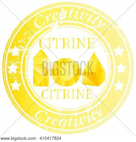 Rubber Stamp With Citrine Gems And Citrine Benefit