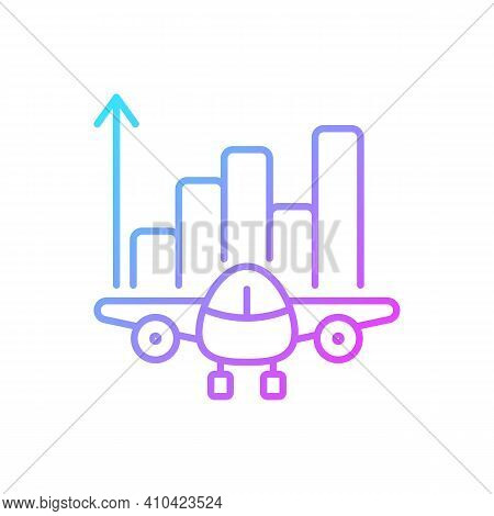 Aviation Analytics Gradient Linear Vector Icon. Civil Aviation Management. Service Quality Improveme