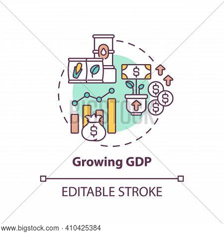 Growing Gdp Concept Icon. Market And Monetary Value Of Goods And Services Idea Thin Line Illustratio