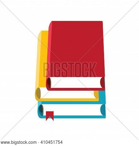 Stack Of Three Books. Flat Vector Illustration.