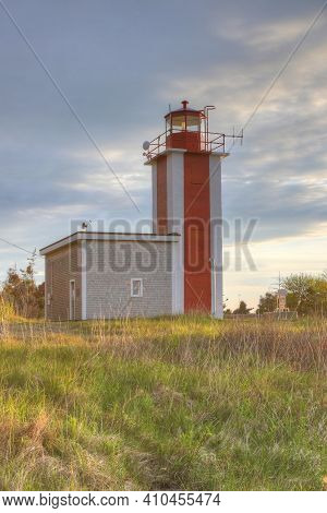 A Vertical Of Point Prim Lighthouse Near Digby, Nova Scotia