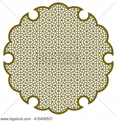 Yukiwa Snowflake With Pattern In Japanese Style Of Kumiko Zaiku. Design Element For Laser Cutting .