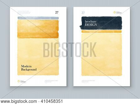 Abstract Hand Painted Illustrations For Wall Decoration, Postcard, Brochure Template Layout Design. 