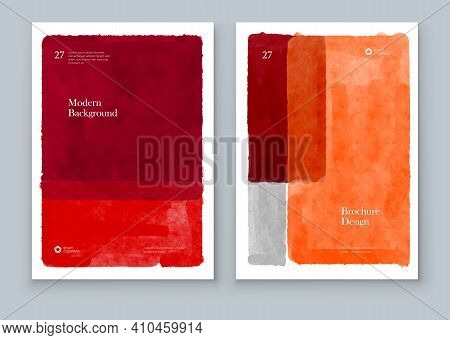Abstract Hand Painted Illustrations For Wall Decoration, Postcard, Brochure Template Layout Design. 