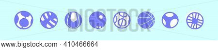 Set Of Bocce Cartoon Icon Design Template With Various Models. Modern Vector Illustration Isolated O