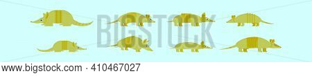 Set Of Armadillo Cartoon Icon Design Template With Various Models. Modern Vector Illustration Isolat