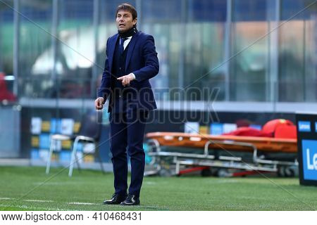 Milano, Italy. 28th February 2021 . Antonio Conte Of Fc Internazionale   The Serie A Match Between F