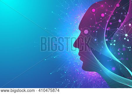 Futuristic Artificial Intelligence And Machine Learning Concept. Human Big Data Visualization. Wave 