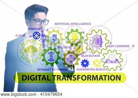 Businessman in digital transformation concept