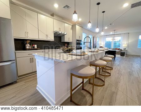 A Beautifully Appointed Kitchen In A Townhome In Orlando, Florida.