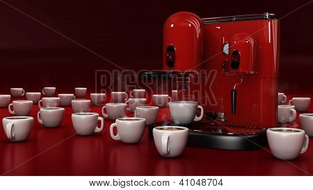Kaffe koppar med röd