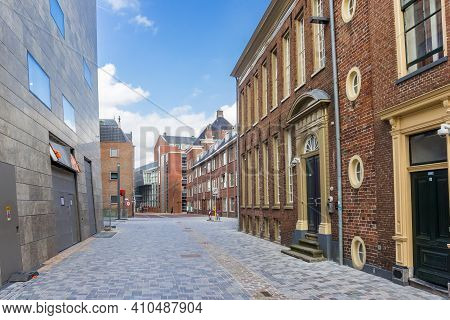 Groningen, Netherlands - March 14, 2020: Empty Street At The Forum In The Historic Center Of Groning