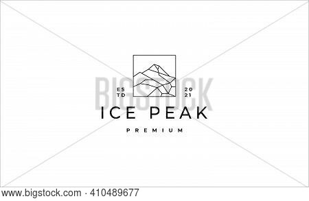 Ice Peak Mount Stone Mountain Adventure Icepeak Geometric Logo Line Art Outline Illustration