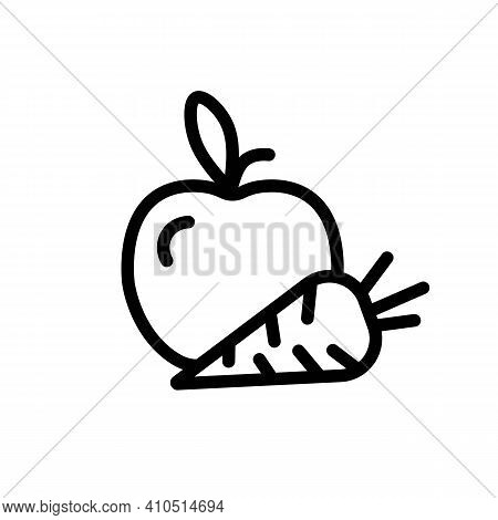 Pictogram Of Apple With Carrot. Organic Fruits And Vegetables, Vegetarian, Wellness, Gym Or Fitness 