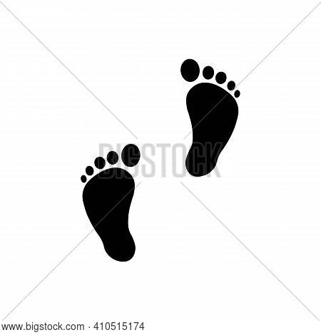 Footprint Silhouette Sign, Footsteps Flat Icon Or Logo In Modern Line Style. High Quality Black Pict