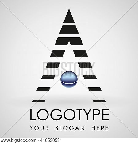 Abstract Geometric Trinagle Lines With 3d Sphere Logo Design Vector Icon. Trinagle Logo Design Form 