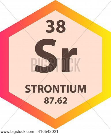 Sr Strontium Alkaline Earth Metal Chemical Element Vector Illustration Diagram, With Atomic Number A