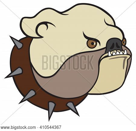A Vicious Looking Cartoon Bulldog With A Spiked Collar
