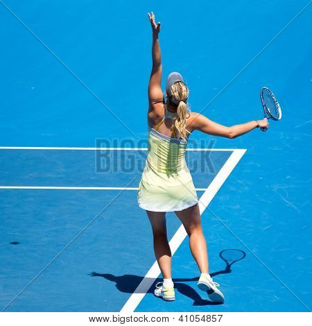 MELBOURNE - 14. ledna: Maria Sharapova Ruska v jejím prvním kole vyhrát nad Olga Puchkova nebo Russi