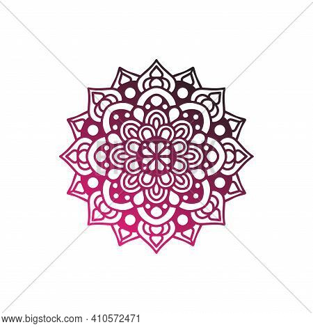 Beautiful Mandala Vector With Pink And Black Gradient And Floral Design With Round Shape.