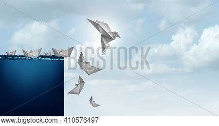 Creative Solutions And Business Innovation Solution Concept Of Innovative Idea As A Paper Boat Trans