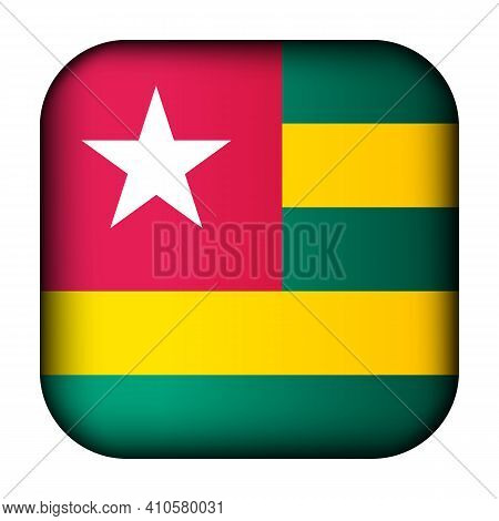 Glass Light Ball With Flag Of Togo. Squared Template Icon. National Symbol. Glossy Realistic Cube, 3
