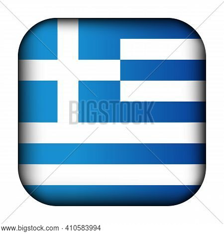 Glass Light Ball With Flag Of Greece. Squared Template Icon. Greek National Symbol. Glossy Realistic