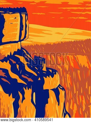 Wpa Poster Art Of Inspiration Point At Bryce Canyon National Park, A Geological Amphitheater On Paun