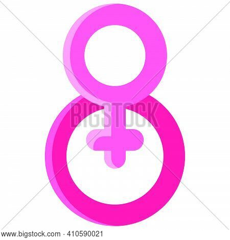 Eight With Femaile Gender Symbol Icon, International Women's Day Related Vector Illustration