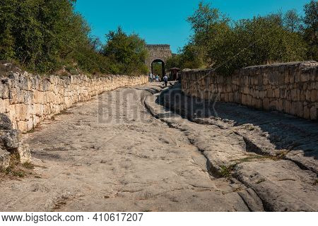 Russia, Crimea, Chufut-kale, September 2020: Medieval Cave City-fortress Chufut-kale, Bakhchysarai. 