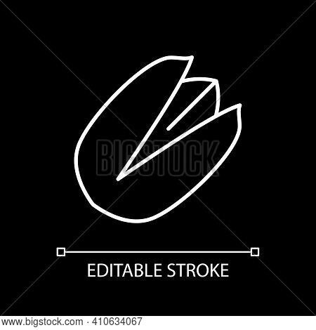 Pistachio White Linear Icon For Dark Theme. Nut In Cracked Shell. Nutrition And Source Of Protein. T