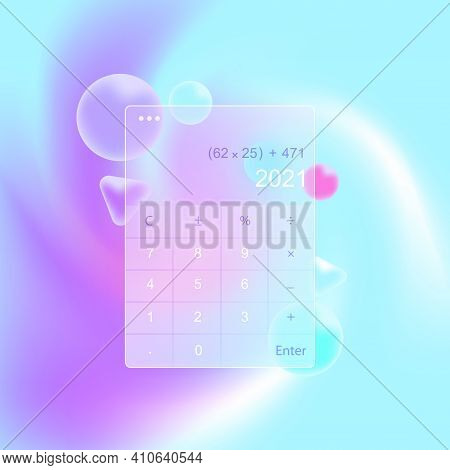 Mobile App Design.mobile Calendar Image. Glassmorphism, A New Trend In Design.vector Image
