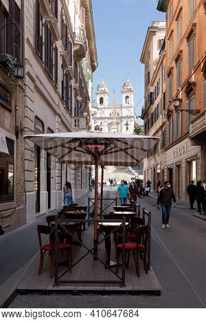Rome, Italy - February 25 2021: Antico Caffe Greco Is A Historic Landmark Cafe Which Opened In 1760 