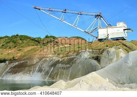 Walking Dragline Excavator In The Chalk Quarry Near The Village Of Krasnoselsk, Volkovysk Region, Re