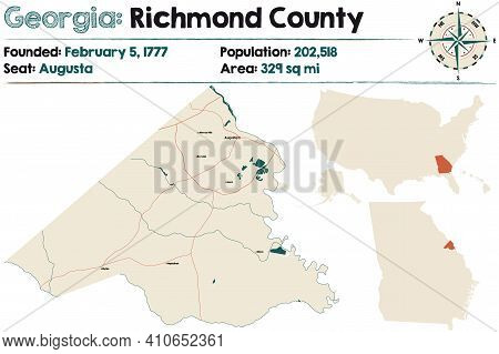 Large And Detailed Map Of Richmond County In Georgia, Usa.