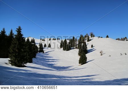 View Of The Landscape Near The Col Dei Scios In Friuli Venezia Giulia, Italy. High Quality Photo