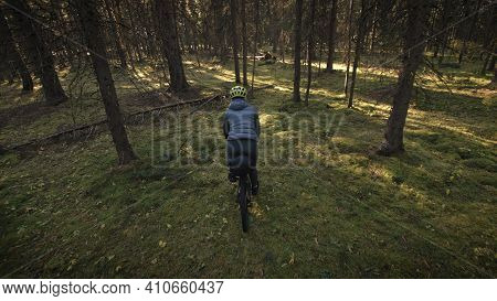 The Woman Travel On Mixed Terrain Cycle Touring With Bike Bikepacking. The Traveler Journey With Bic