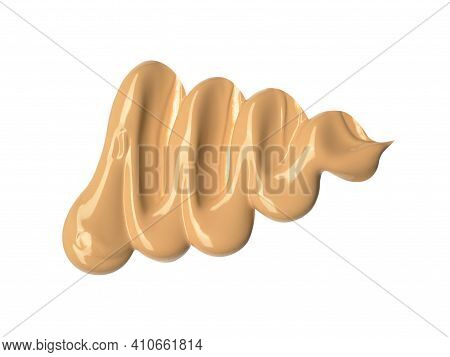 Creamy Foundation Blot On White Background. Isolated On White. Beauty And Fashion 
Conception
