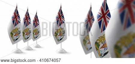 Set Of British Antarctic Territory National Flags On A White Background