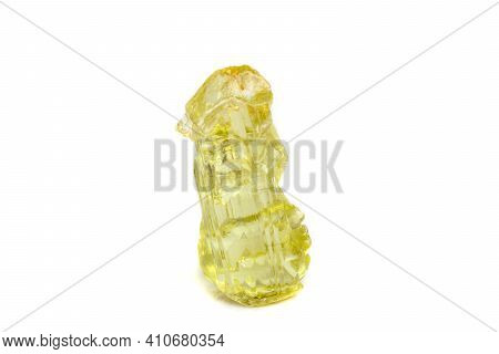 Macro Mineral Beryl Heliodor Stone On White Background