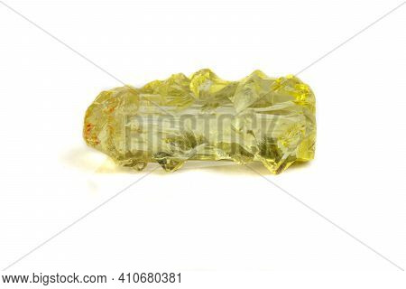 Macro Mineral Beryl Heliodor Stone On White Background