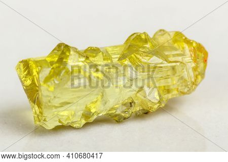 Macro Mineral Beryl Heliodor Stone On White Background