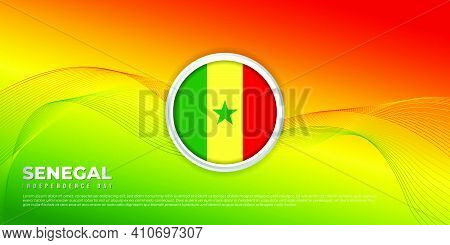 Background With Red Yellow And Green Design. Senegal Independence Day Background With Senegal Flag E