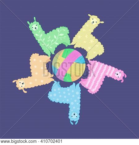 Cute Colouring Funny Lamas For Baby Print