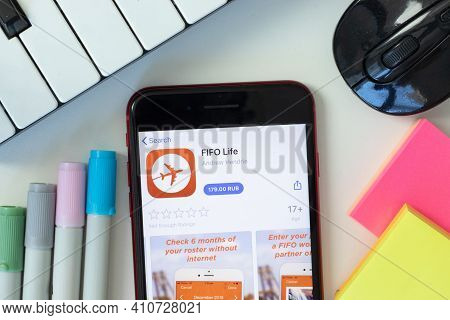 New York, Usa - 2 March 2021: Fifo Life Mobile App Icon On Phone Screen, Illustrative Editorial